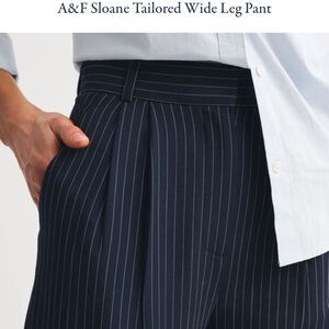 Abercrombie & Fitch Sloan Tailored Wide Leg Blue Striped Pants